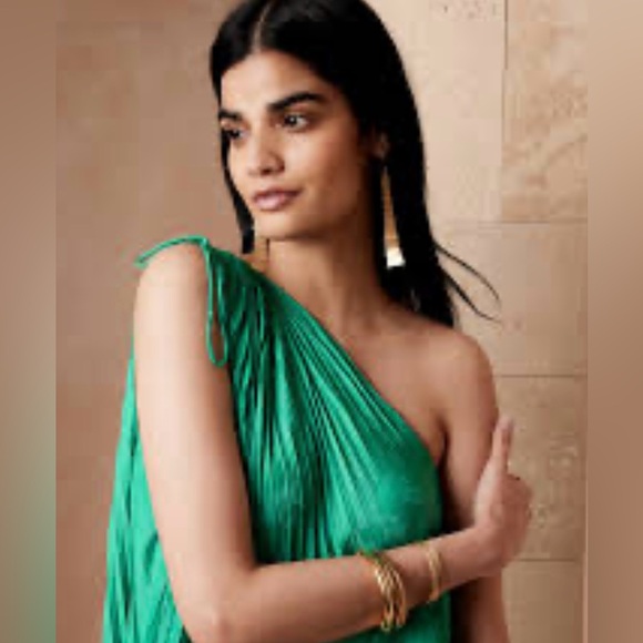 NWT Banana Republic Radiant One-Shoulder Dress Cabana Green (M) - Picture 3 of 6